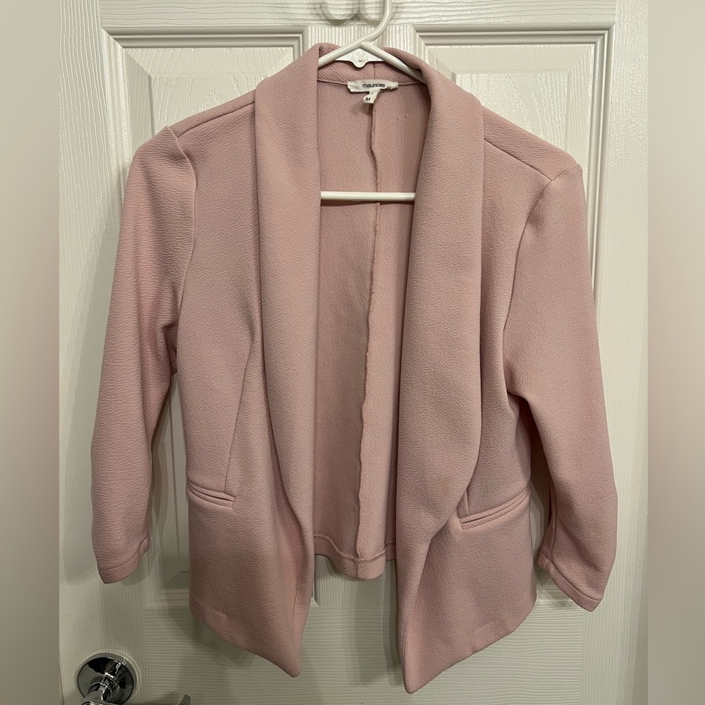 Maurices pale light pink crepe blazer jacket medium